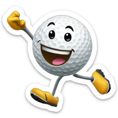 Excited Golf Emoji  Description A jumping golf ball with an enthusiastic expression, celebrating a successful putt. Maybe there are little flags around to indicate victory. sticker