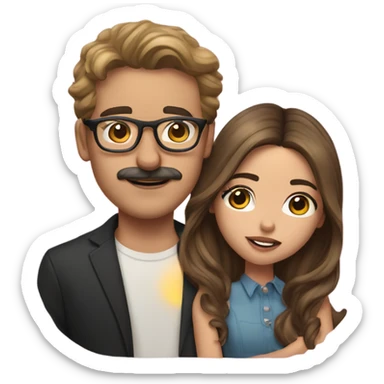 Guy with light brown hair, a mustache, and glasses kisses girl who looks like madison beer sticker