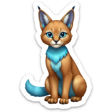 Colorful tropical blue exotic cute cool beautiful shiny beautiful fantasy-caracal-Cacomistle-Trico-oncilla-animal-Fakémon-hybrid-fursona (full body) sticker