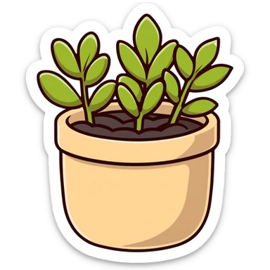 Sedum Pachyphyllum jelly bean plant succulent with thick tubular leaves in a beige pot sticker