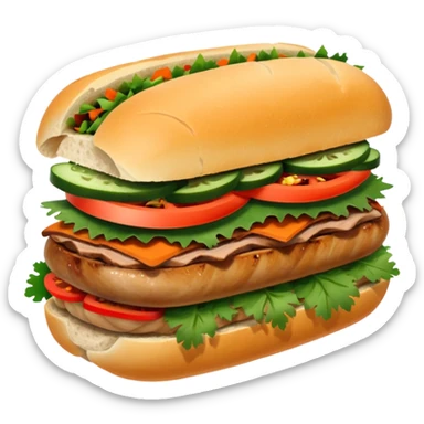 A delicious Vietnamese sandwich banh mi with chilli sticker