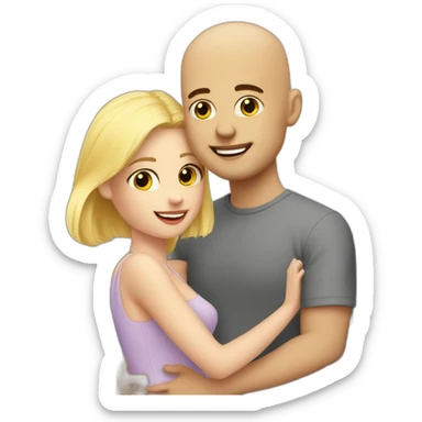 cute blonde girl with her bald boyfriend on a balcony sticker
