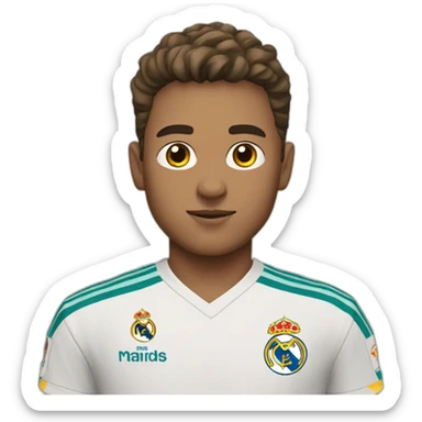 A man wearing a real madrid 2024 shirt White people 14 ans sticker