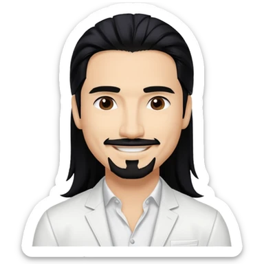 Kevin Richardson from Backstreet Boys with long black hair, white outfit sticker