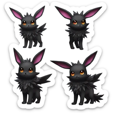 Dark Black Punk Kawaii Eeveelution-Cute-Pokémon-fusion full body sticker