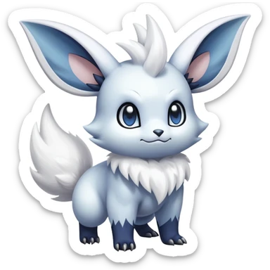 Shiny White Furry Snowy Ice-type Absol-Minccino-Emolga-Hybrid (Full body) sticker