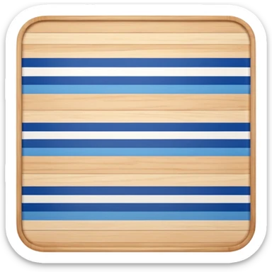 top view of an empty dining table with a white and blue striped mat over it. sticker