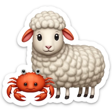 Two sheep emoji and a crab emoji sticker