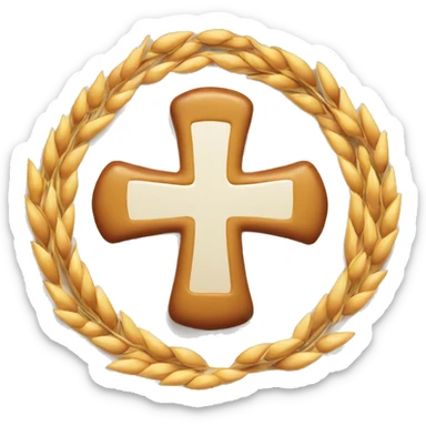 a plate of cooked wheat with a cross in the middle sticker