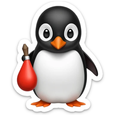 Un pinguino con una pajarita roja haciendo el gesto con la mano de cumplir una promesa. Como este pero con la palma de la mano abierta  sticker