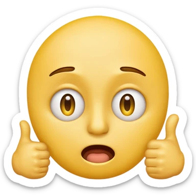 Original yellow Emoji face stressed out with one eye quivering half open and a thumbs up sticking out sticker