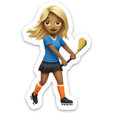 girl playing field hockey sticker