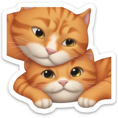 Two separate orange cats cuddling together sticker