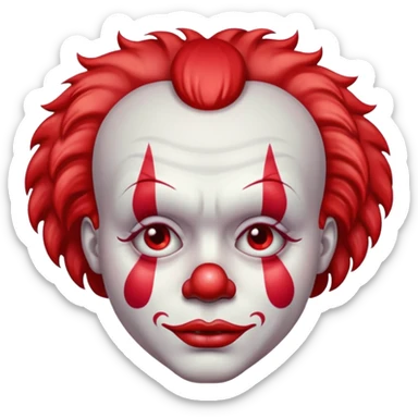 red glitter clown with the sad facial expression sticker
