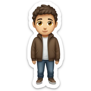 winter, christmas, young boy, short  brown hair, brown eyes, hispanic, sweater, full body, chubby sticker