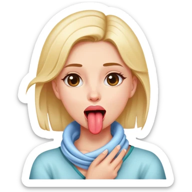 a girl with hand wrapped around her neck with her tongue out sticker