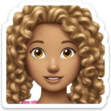 girl with curly hair brunette barbie girl sticker