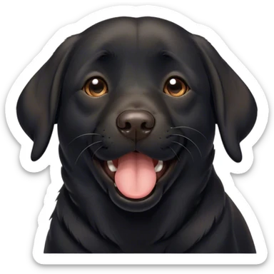 Cinematic Cute Yawning Black Labrador Portrait Emoji, Head tilted slightly with a dramatic, wide-open yawn, showcasing a smooth black Fur with a velvety texture, floppy ears slightly drooping, round brown eyes barely open in drowsy contentment, Simplified yet irresistibly adorable features, highly detailed, glowing with a soft, cozy glow, high shine, relaxed yet expressive, stylized with a touch of whimsy, bright and endearing, soft glowing outline, capturing the essence of a sleepy yet affectionate companion, so drowsy it feels like it could stretch out of the screen and curl up for a nap! sticker