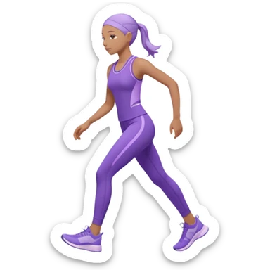 Modern premium 3D emoji icon: faceless gender-neutral person walking (mid-step) in sporty activewear, smooth rounded shapes, matte + subtle gloss, top-left studio light, soft shadow, faint motion trail. Purple outfit with lavender accent (no navy). Centered, transparent background, no text sticker
