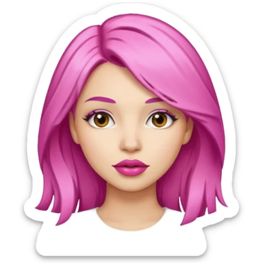 woman Pink lips, deifferent hair. sticker
