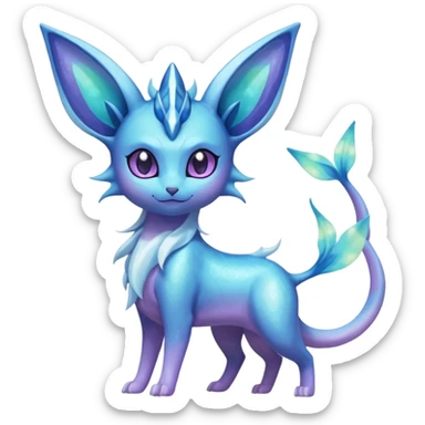 Shiny Nebulae Espeon-Lumineon-Vaporeon-Amaura-Glaceon-Dragonair-Fakémon-hybrid-creature (full body)  sticker