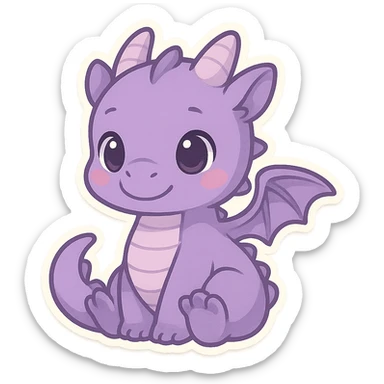 a purple dragon, cute chibi style sticker