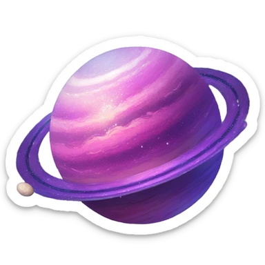 sparkly blue purple and pink glitter planet with white saturn ring sticker