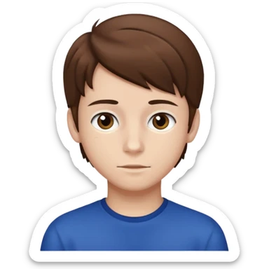 a teenage boy with brown hair and white skin with dark eyes sticker