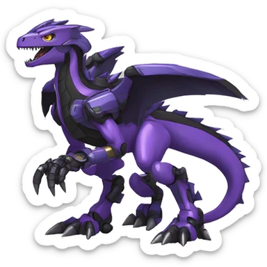  Cool Edgy Black Purple Digimon-Fakemon-Raptor-Dragon-Mecha full body sticker