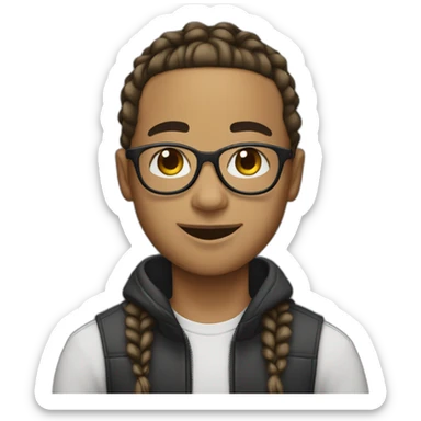 Lightskin boy with cornrows and glasses, goatee  sticker