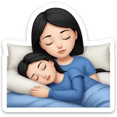 girl with black hair in short sleeves sleeping sticker