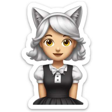 emoji in a maid dress with cat ears sticker
