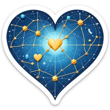 Celestial folded map with constellation heart patterns connecting like stars, cosmic exploration of love and attraction sticker