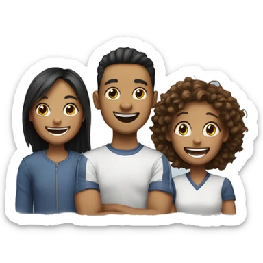 team of 4 friends 2 girl and 3 boys laughter sticker