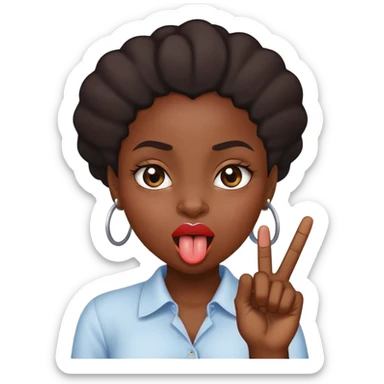 Black girl sticking out her tongue with the middle finger sticker