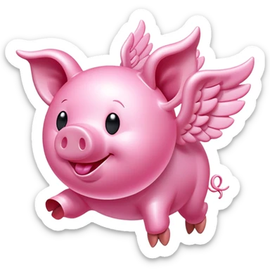 smiley face winged flying pig made of bubblegum sticker