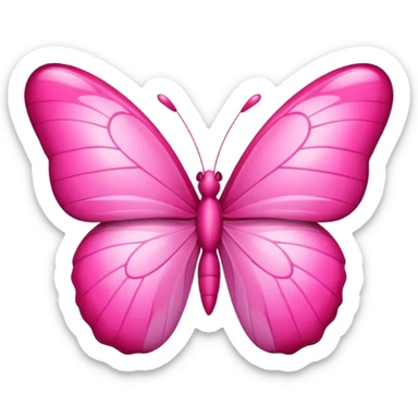 pink butterfly emoji, simple and cheerful, apple style sticker