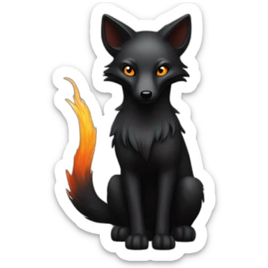 an black fox with nine fiery tails sticker
