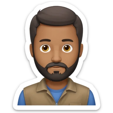 give my dad a grandpa look but beard mixed with grey and black , very low hair on head brown in complexion, casual clothes sticker