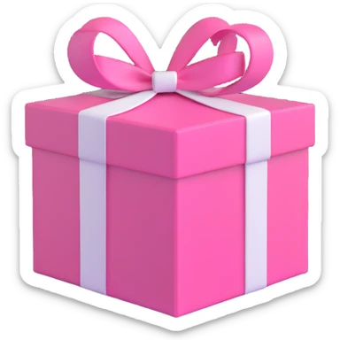 gift box, pink with white ribbon sticker