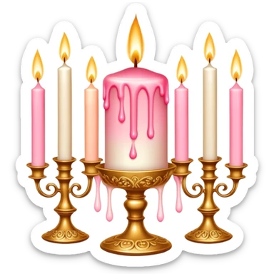 Pastel Reddish-pinkish and gold and white romantic lush sensual warm-colored vintage candles sticker