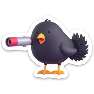 soft fluffy bird as a hair dryer, blowing gentle air, happy face, soft pink, full-body sticker