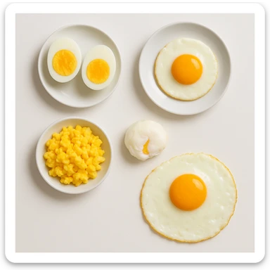 uova cotte in modo diverso in un clima pulito, viste dall'alto sticker