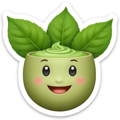 Baby matcha leaf smiling sticker
