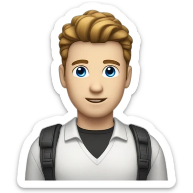 white male, blue eyes with dark brown pompadour sticker