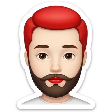 ragazzo truccato con la barba e il rossetto rosso sticker