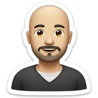 bald man with little beard and a thin woman with long black hair sticker