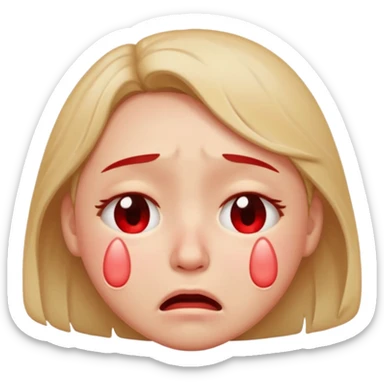 A very very very very loudly crying rolling on the floor face sticker