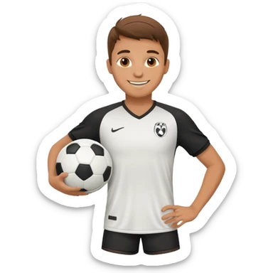 a guy with soccer equipment and a soccer ball ready for a pickup game sticker