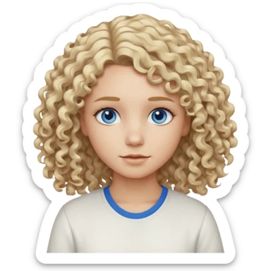 Curly blond blue eyes. Long hair cool beige blond. Longer hair beige ash blonde sticker